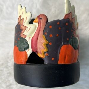 Vintage Ks Collection Ceramic Turkey‎ Candle Holder Single Wick Y2K Thanksgiving